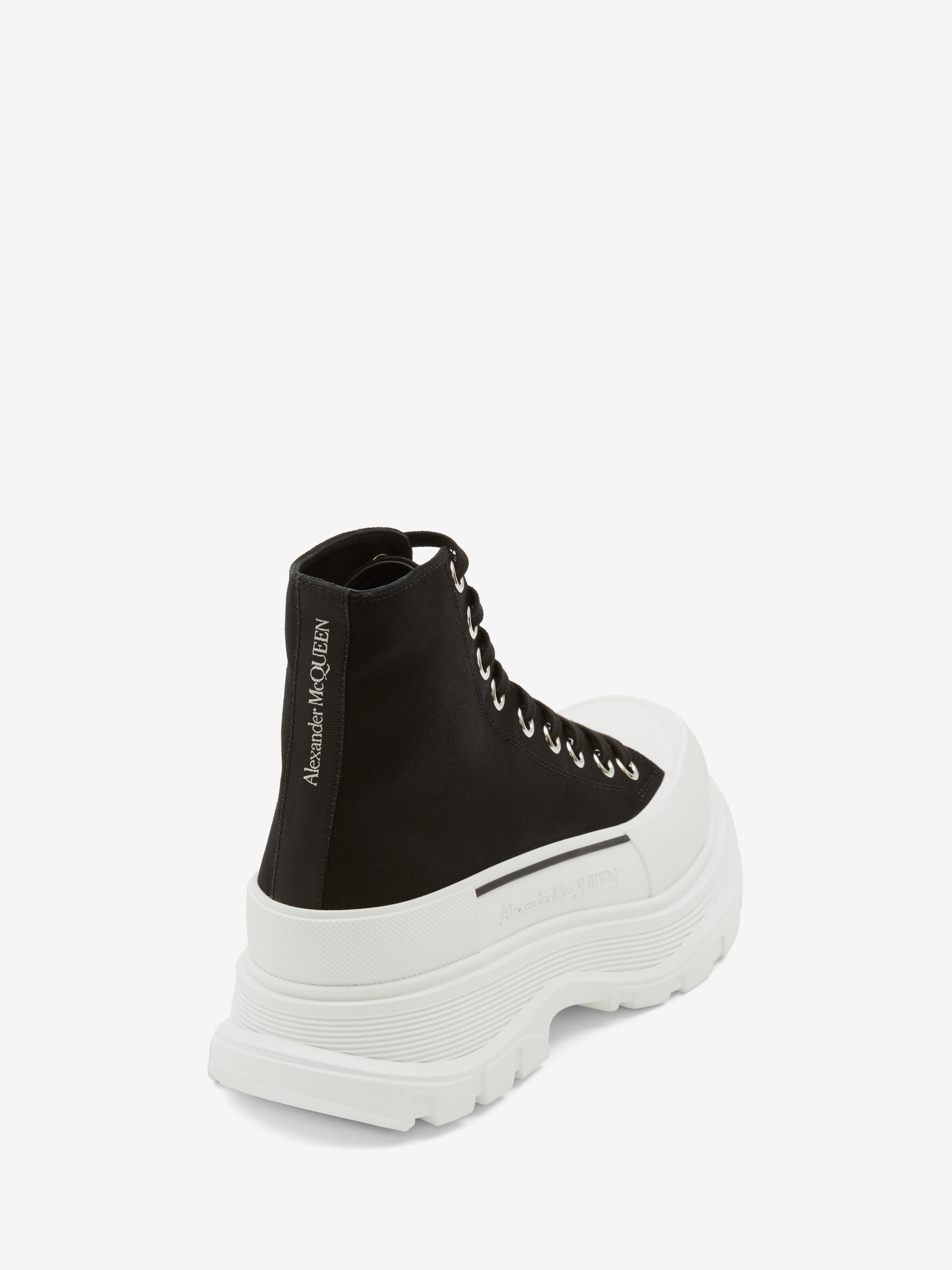 Men's Tread Slick Boot in Black/White in Cotton | Alexander McQueen - image 3