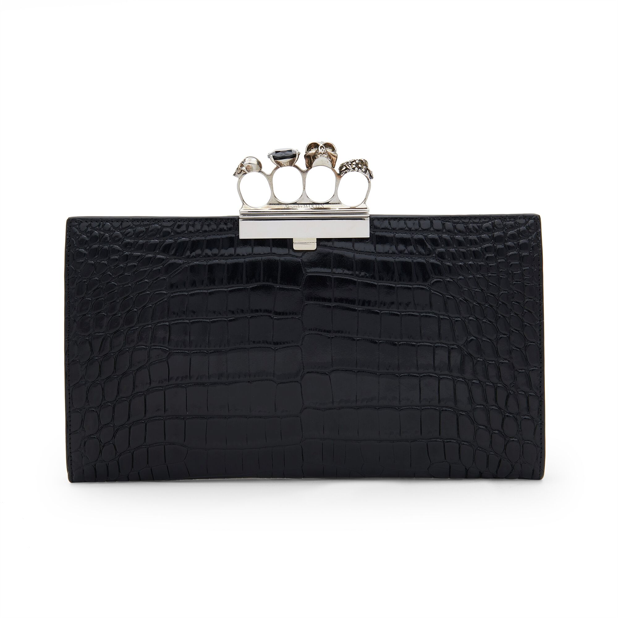 Women's Knuckle Flat Pouch in Black | Alexander McQueen US