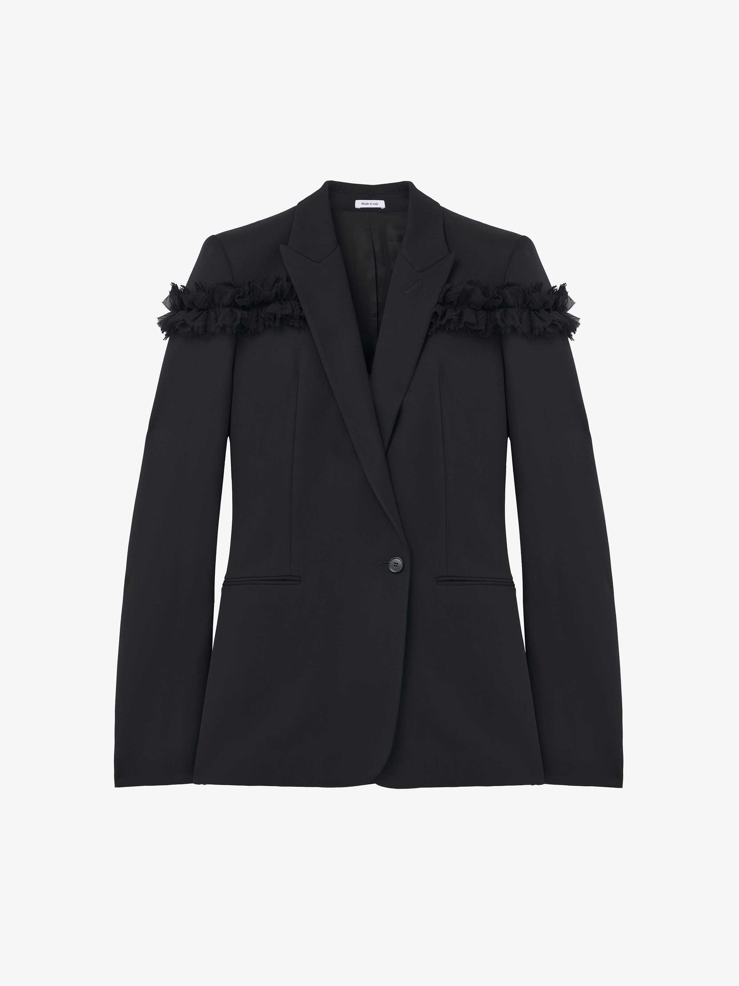 Slashed Creponne Detail Single-Breasted Jacket