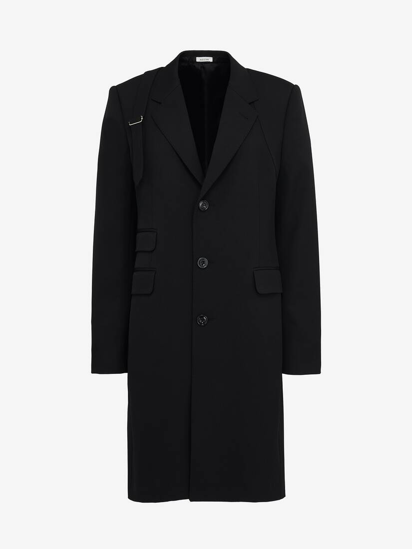 McQueen Harness Coat in Black | Alexander McQueen US