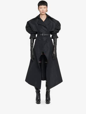 Black Twill Trench Coat