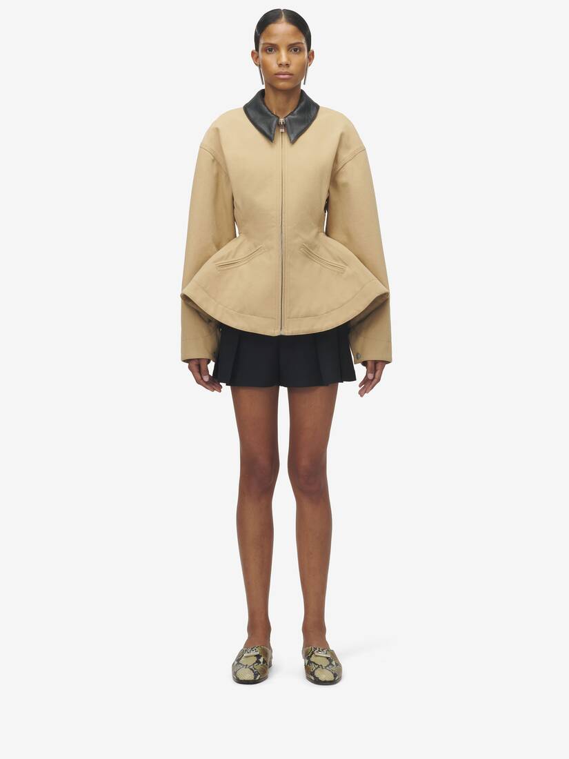 Veste À Basque En Toile Délavée