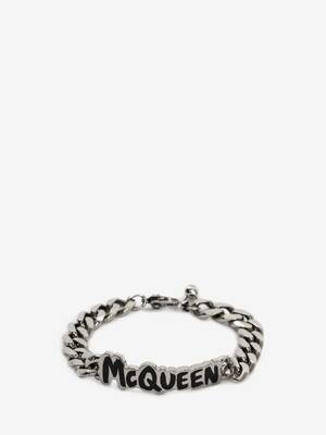 McQueen Graffiti Cut-Out Chain Bracelet