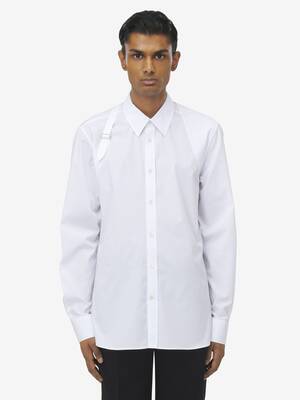 ALEXANDER MCQUEEN 17ss ホワイト レオパード長袖シャツ Alexander Mcqueen Printed Harness Shirt - White