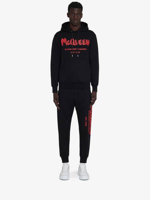 McQueen Graffiti Joggers in Black | Alexander McQueen US