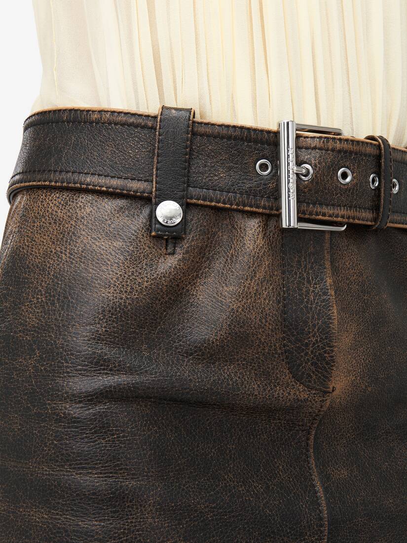 Brushed Leather Mini Skirt