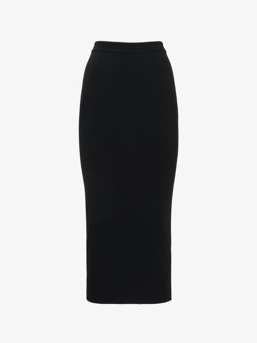 Ribbed-knit Pencil Skirt in Black | Alexander McQueen US