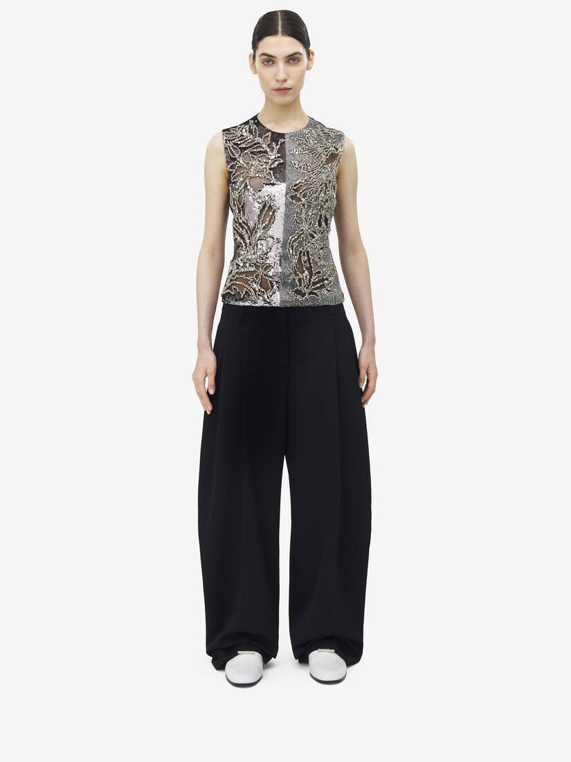 Crystal Stencil Embroidery Top