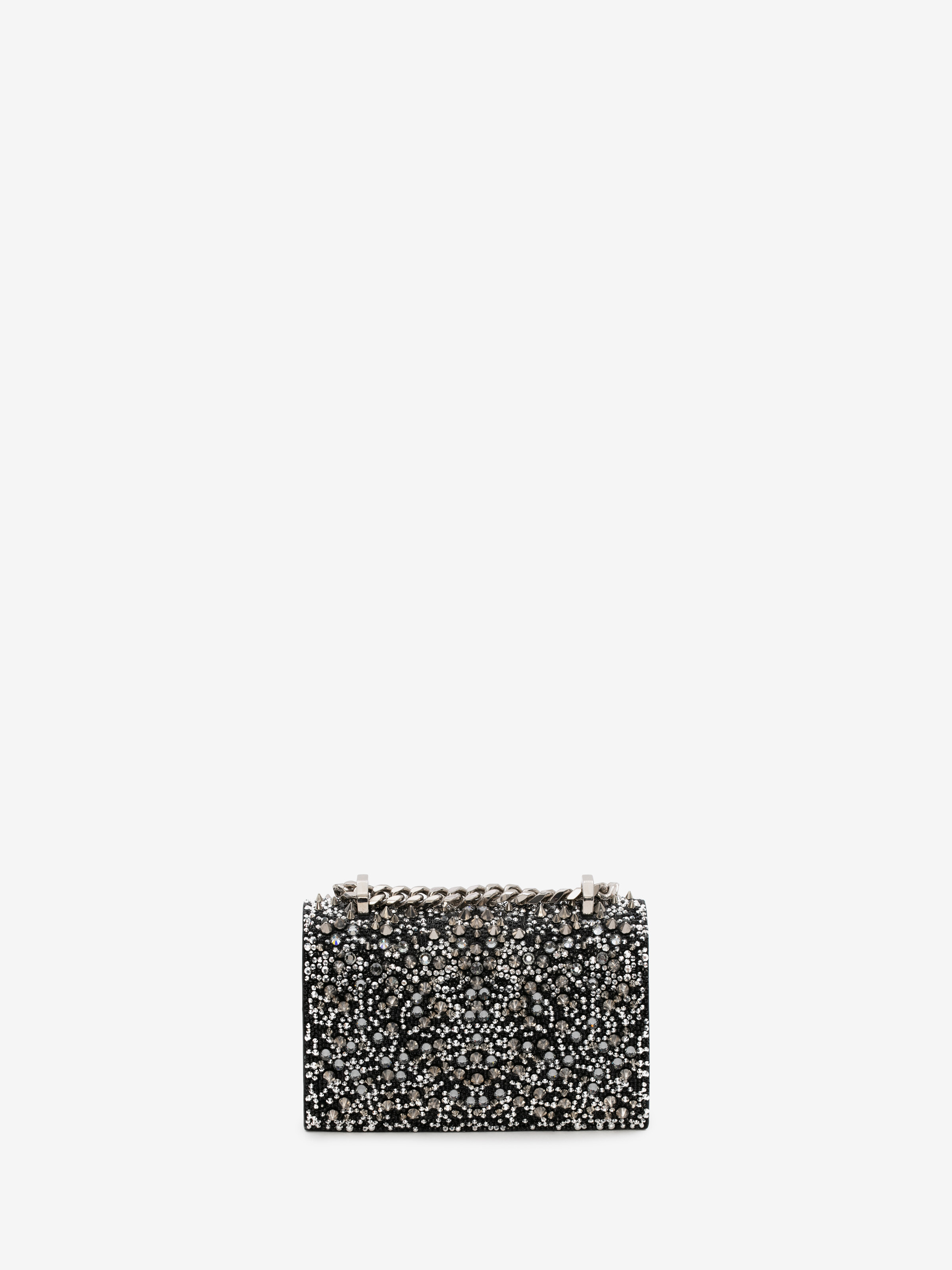 Alexander Mcqueen Jeweled Mini Crystal Satchel Bag In Black/silver