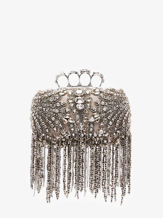 Exploded Victorian Jewel Knuckle Clutch in Silver | Alexander McQueen US