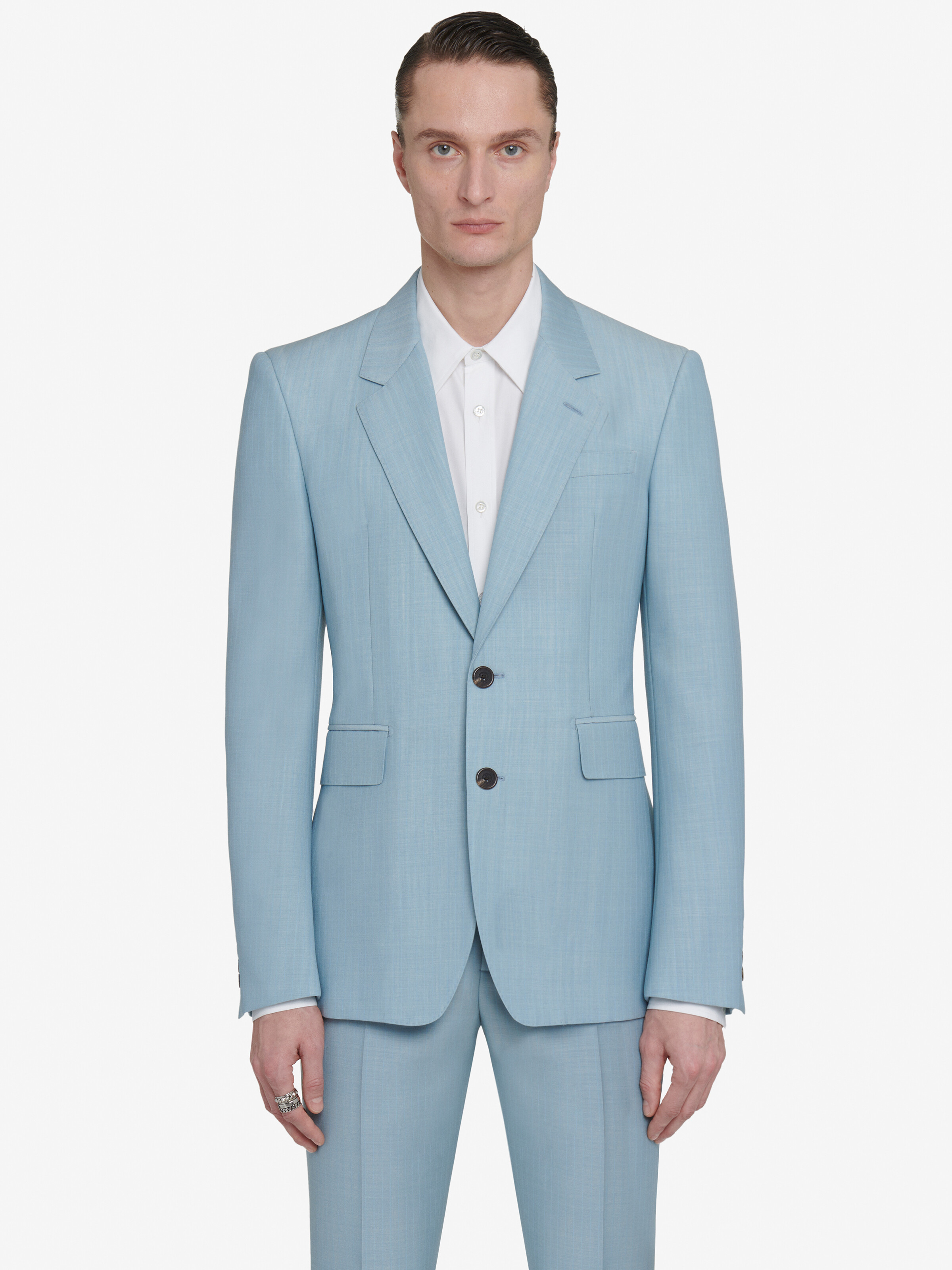 Neat Shoulder Single-breasted Jacket in Pale blue | Alexander McQueen US