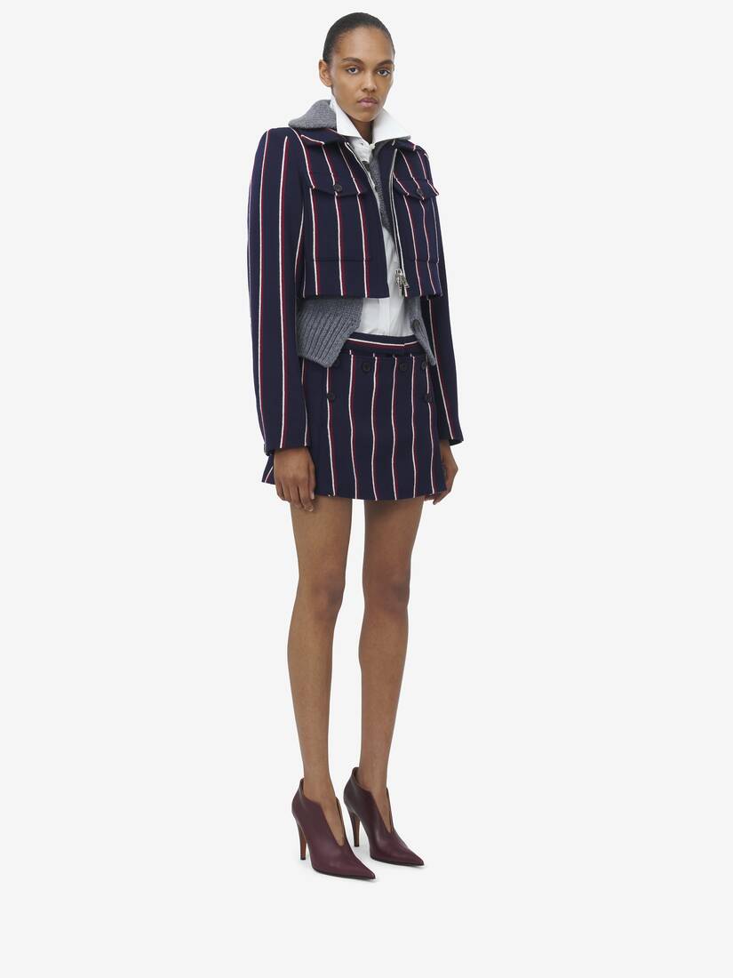 Veste Cropped College Stripe