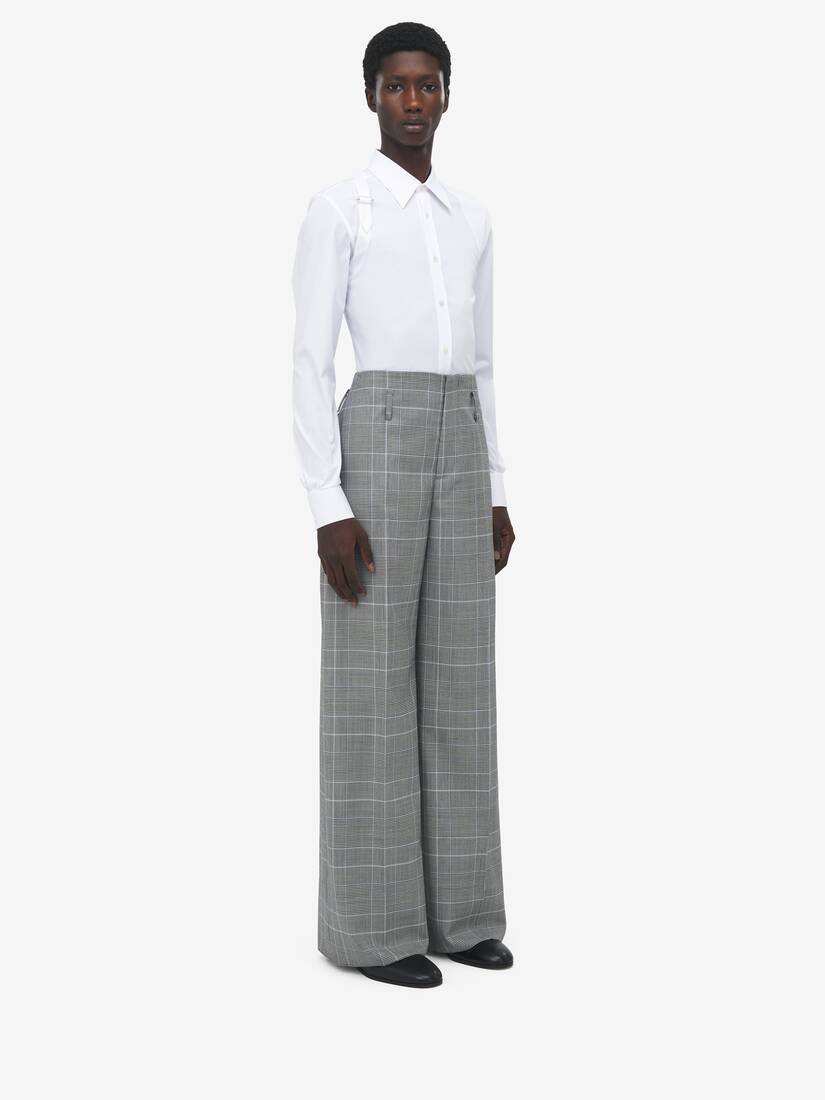 Prince of Wales Wide Leg Trousers