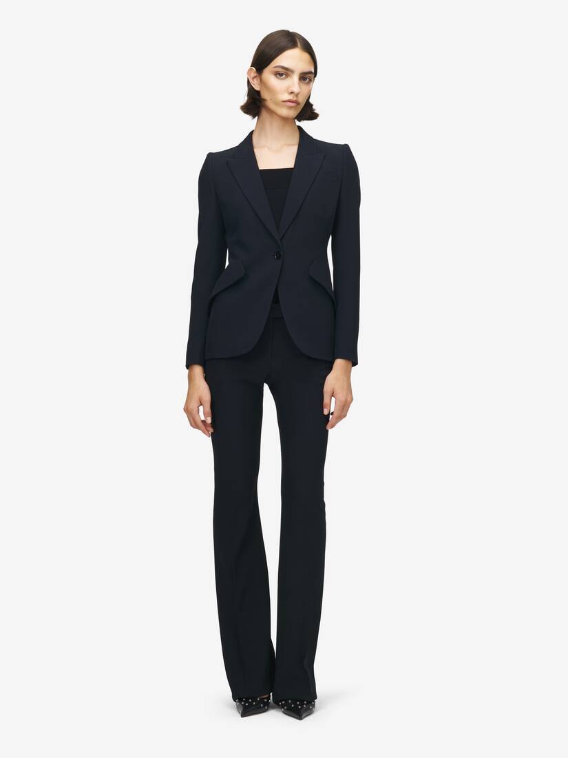 Peak Shoulder Leaf Crepe Jacket