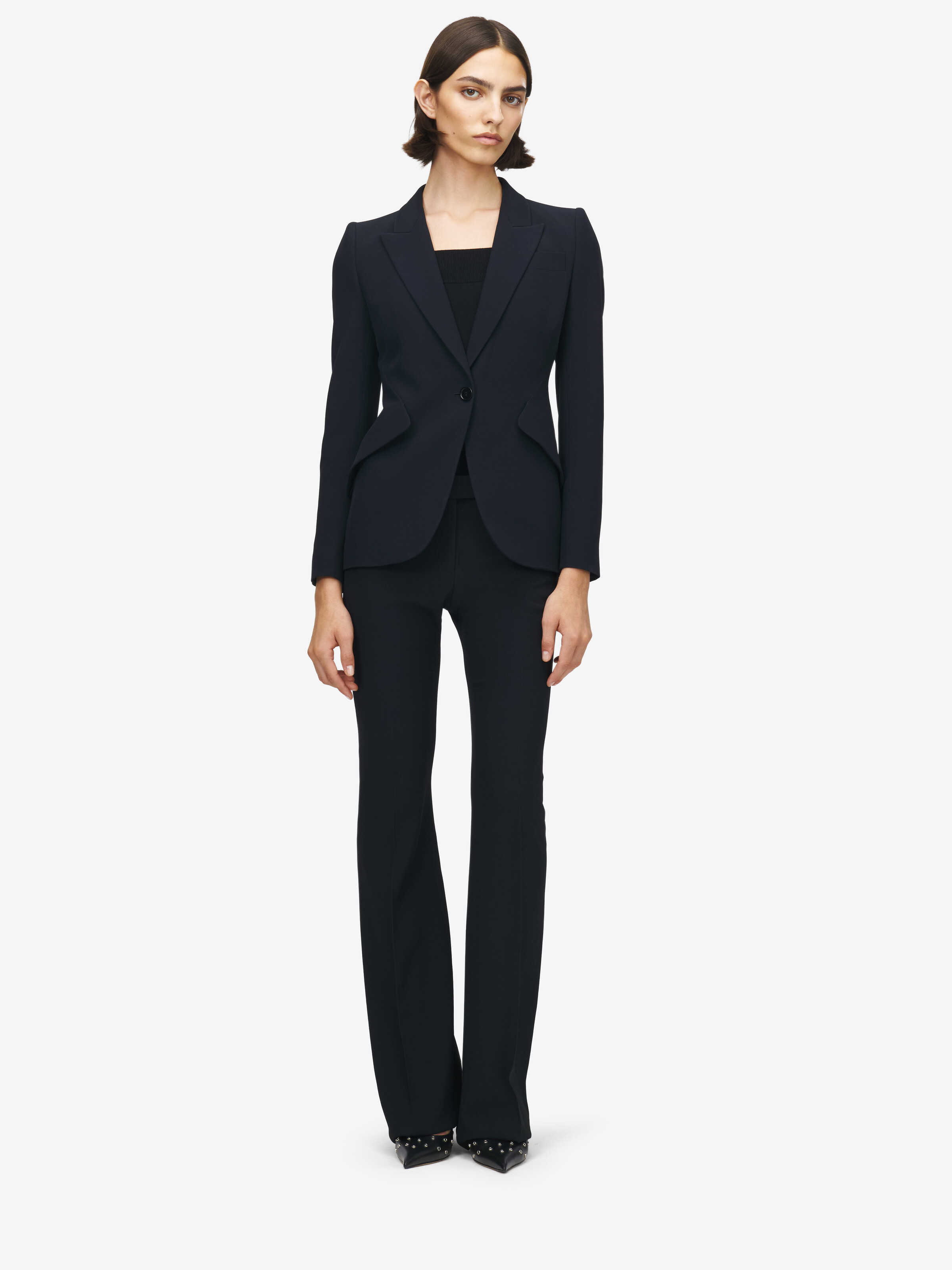 Veste en crêpe à épaules en pointe