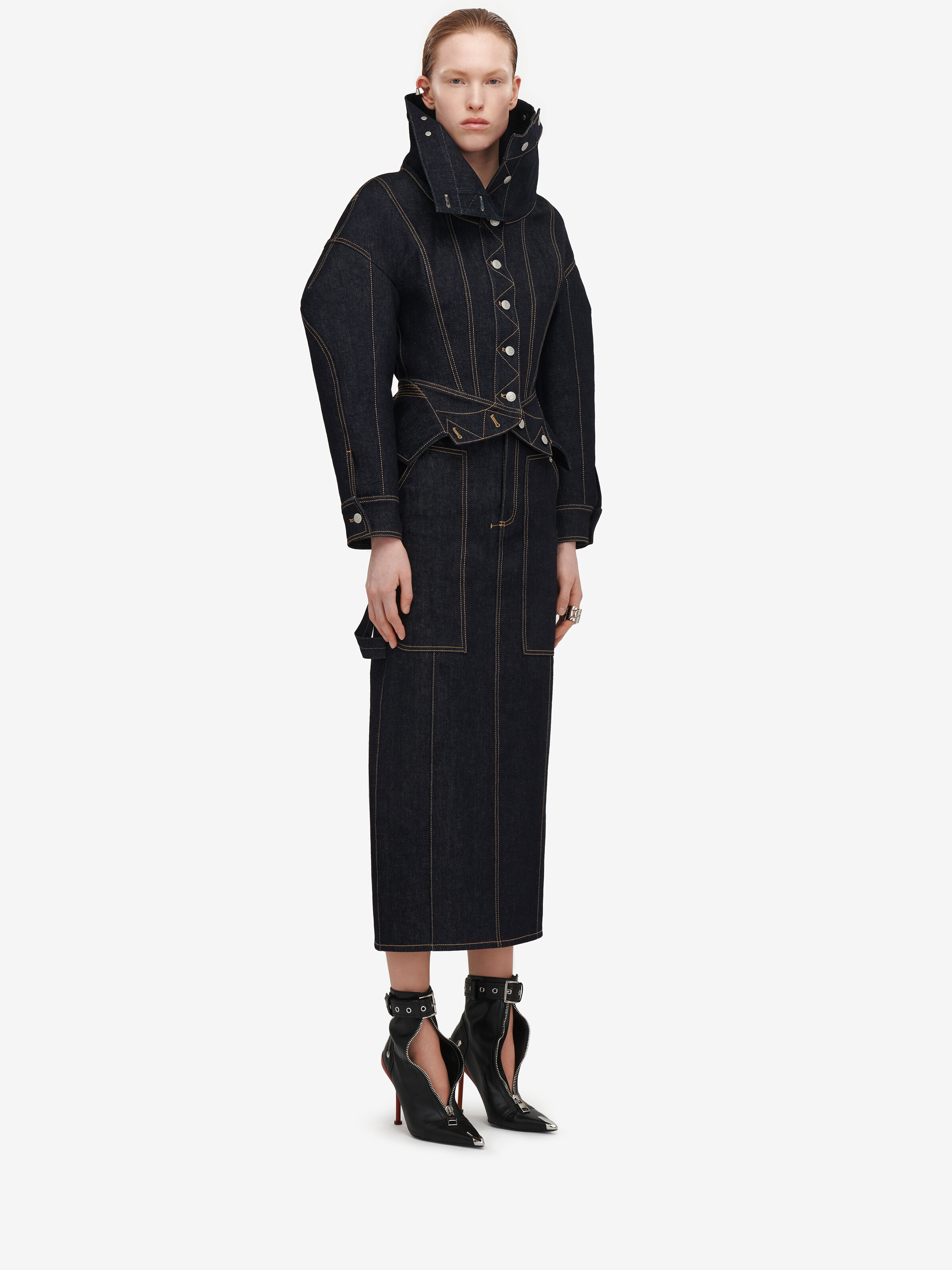 Gonna a tubino funzionale in denim da Donna in Indaco in 100% Cotone | Alexander McQueen - image 5