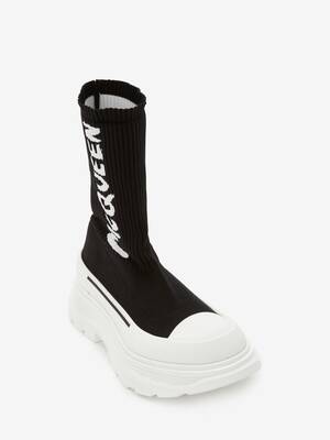 McQueen Graffiti Tread Slick Boot in Optic White