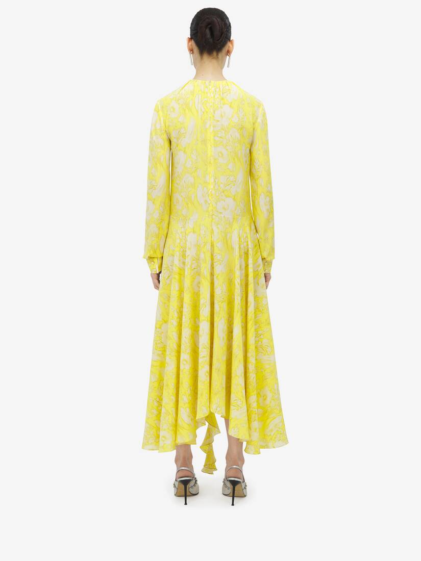 Warped Floral Asymmetric Dress