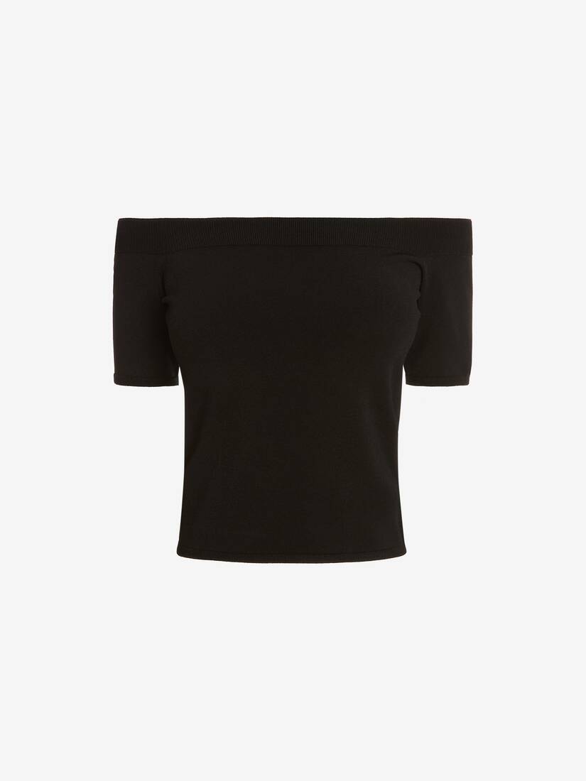 Off-The-Shoulder Knit Top in Black | Alexander McQueen US
