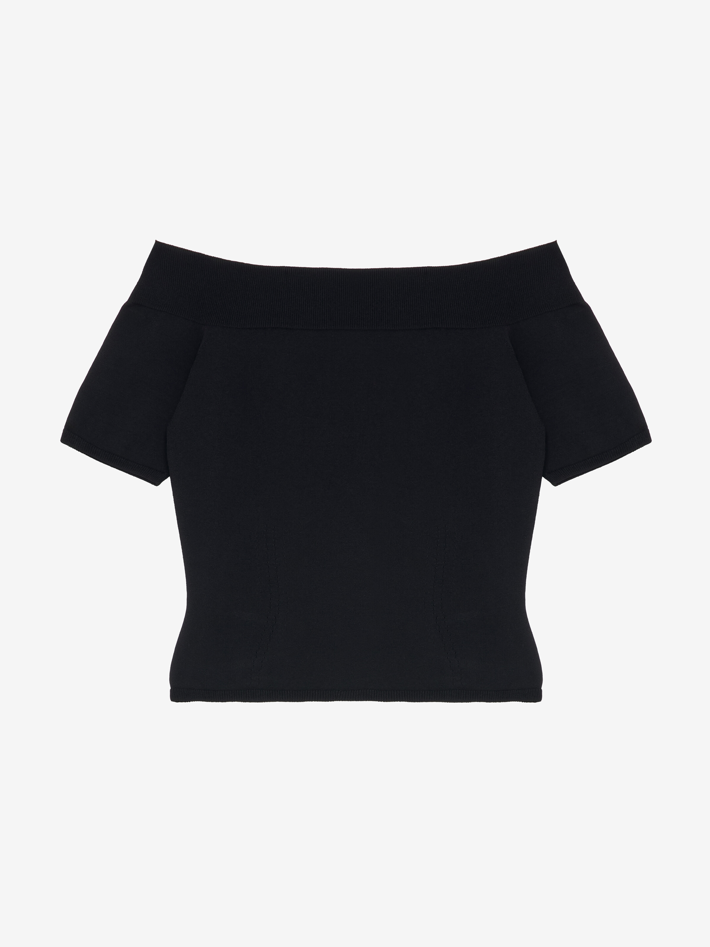 Women's Off-The-Shoulder Knit Top in Black in 83% Viscose, 17% Polyester | Alexander McQueen - image 1