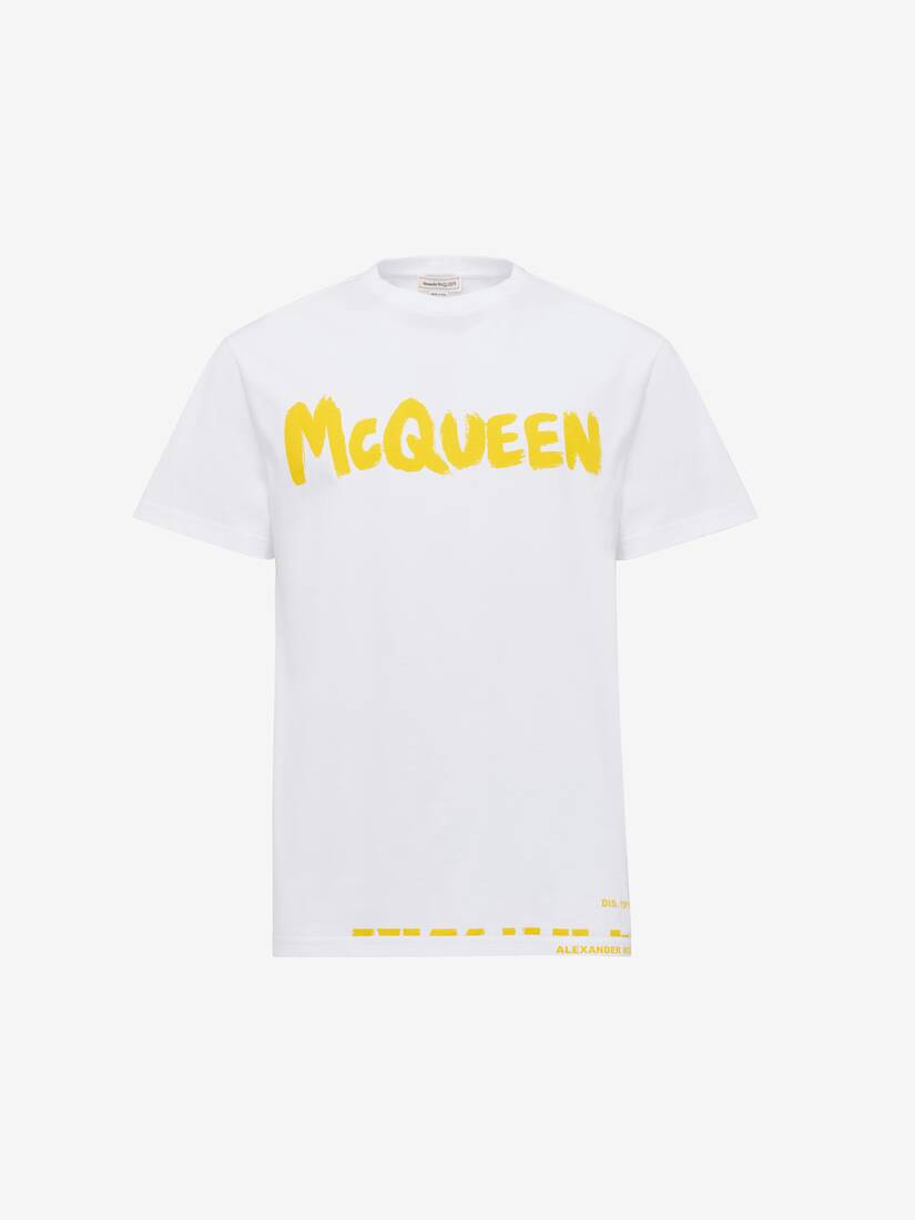 Men's McQueen Graffiti T-shirt in White/yellow