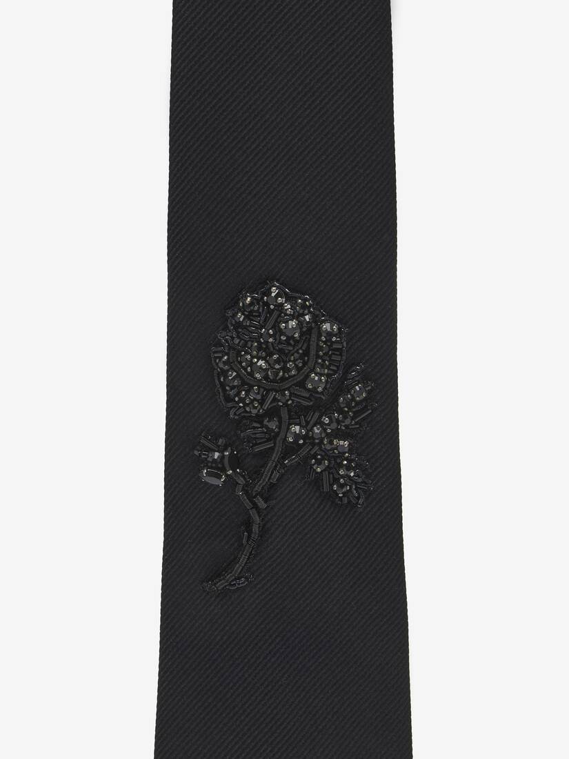 Jet Rose Embroidered Tie
