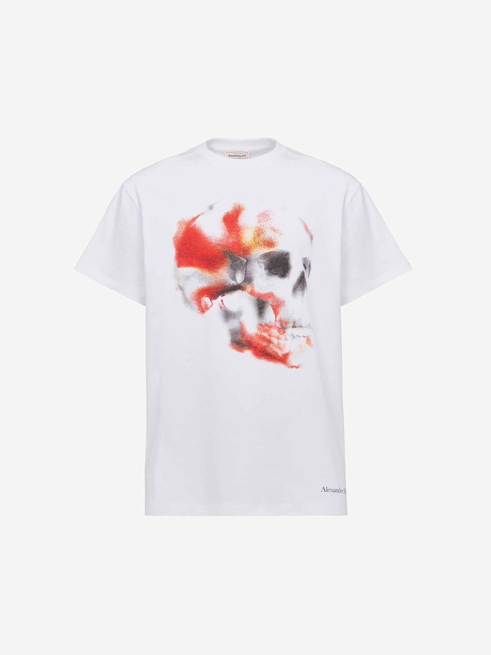 Obscured Skull T-shirt in White/Red/Black | Alexander McQueen US