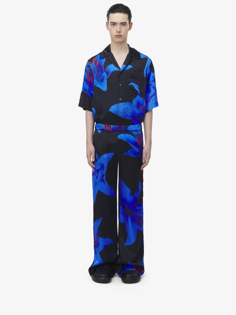 Pyjama-Hose mit blauem Lily-Motiv