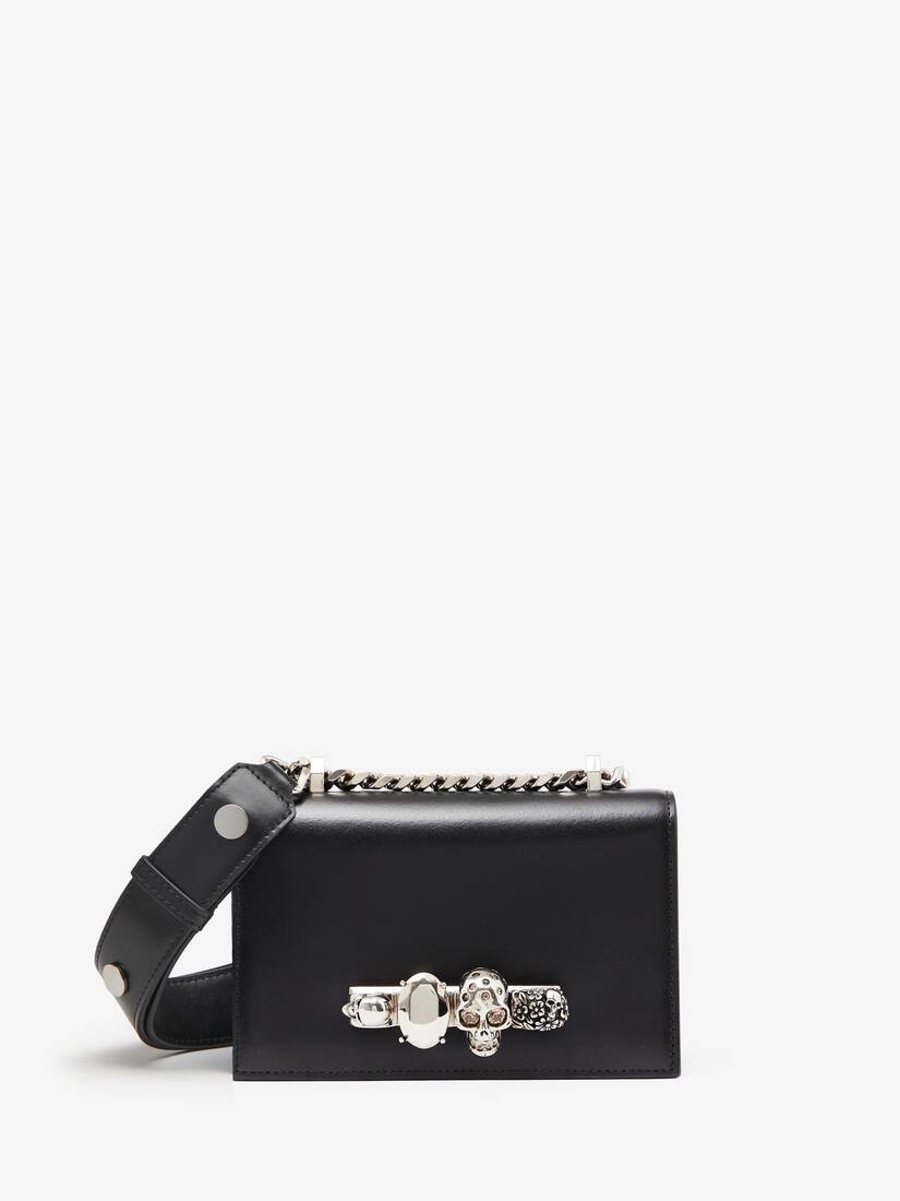 Jewelled Satchel Small Leather Crossbody Bag in Black - Alexander
