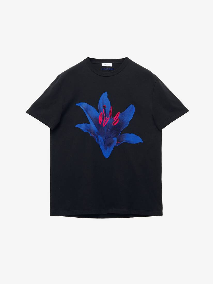 T-Shirt Mit Blauem Lily-Motiv