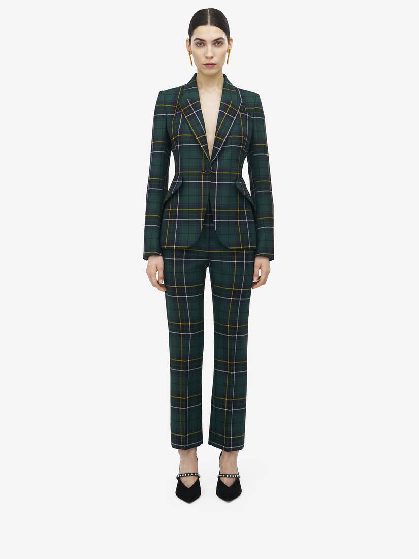 Wool Tartan Peak Shoulder Jacket