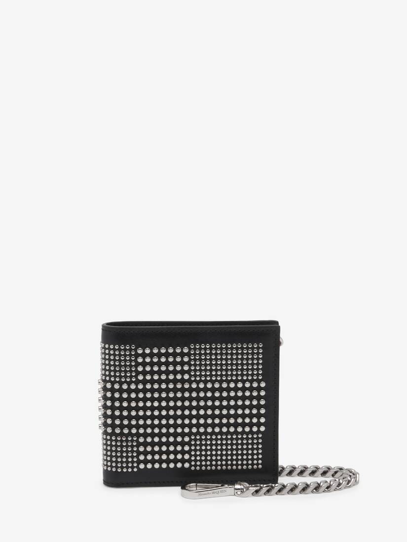 Studded Billfold Wallet With Chain in Black | Alexander McQueen US