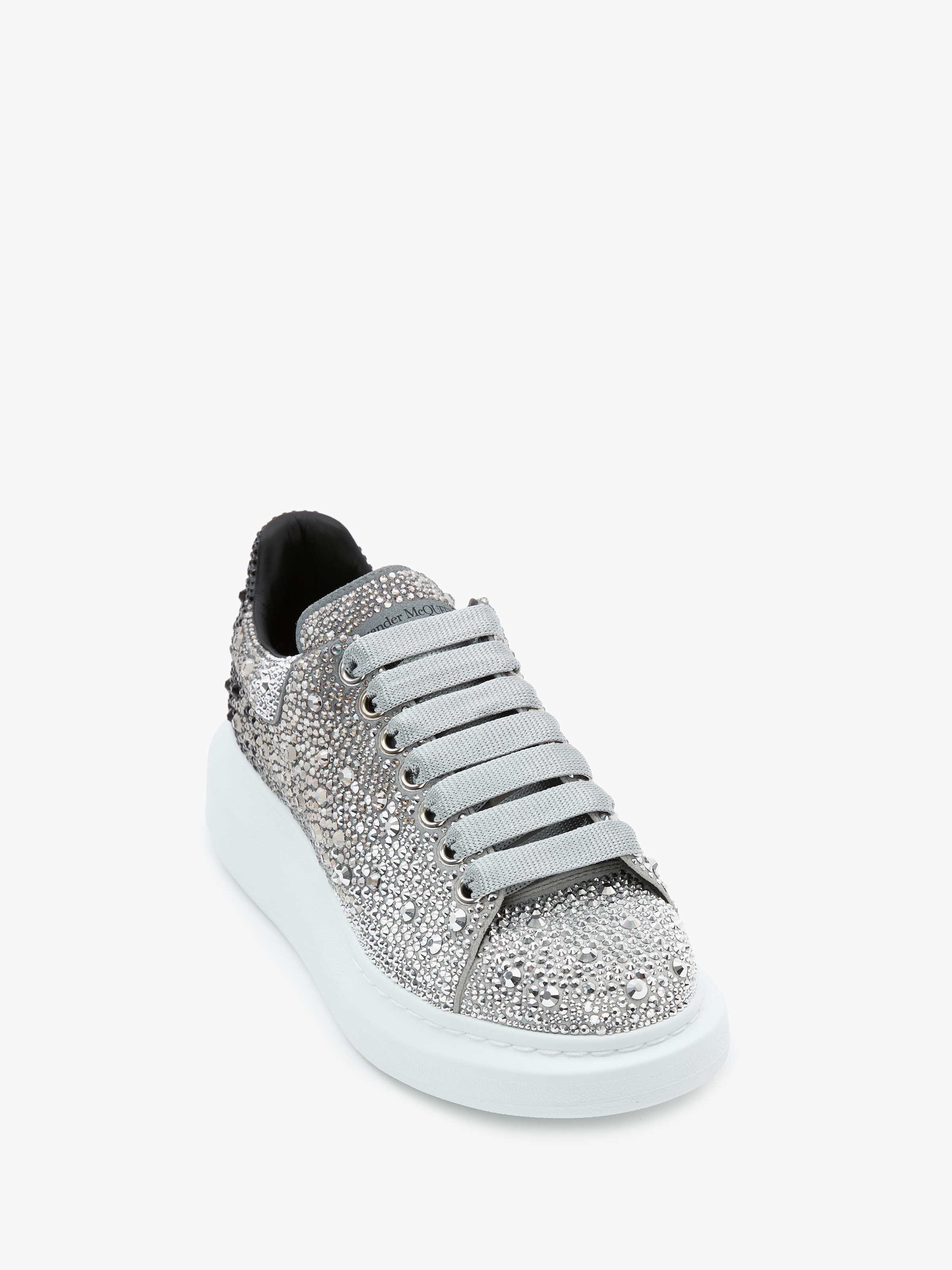 Women's Oversized Sneaker in Black/Silver in Goat Leather | Alexander McQueen - image 2