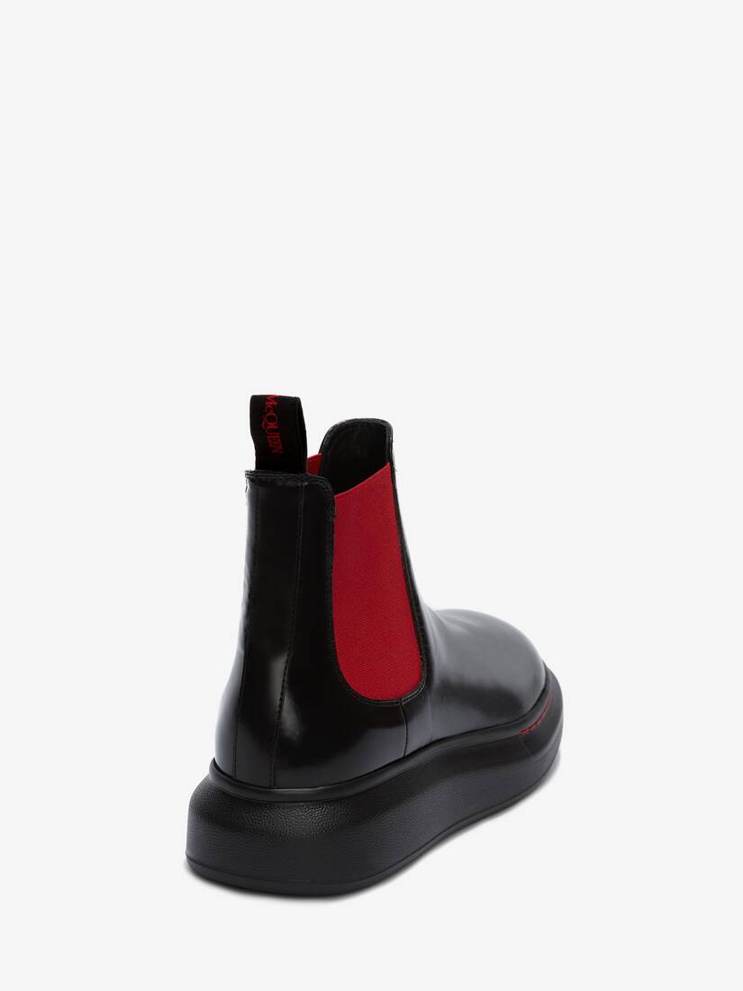 Alexander McQueen Leather Hybrid Chelsea Boots in Black Red Womens Boots Alexander McQueen Boots - Save 18% 