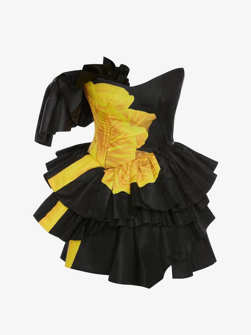 Mushroom deconstructed bustier mini dress in Black Alexander McQueen US