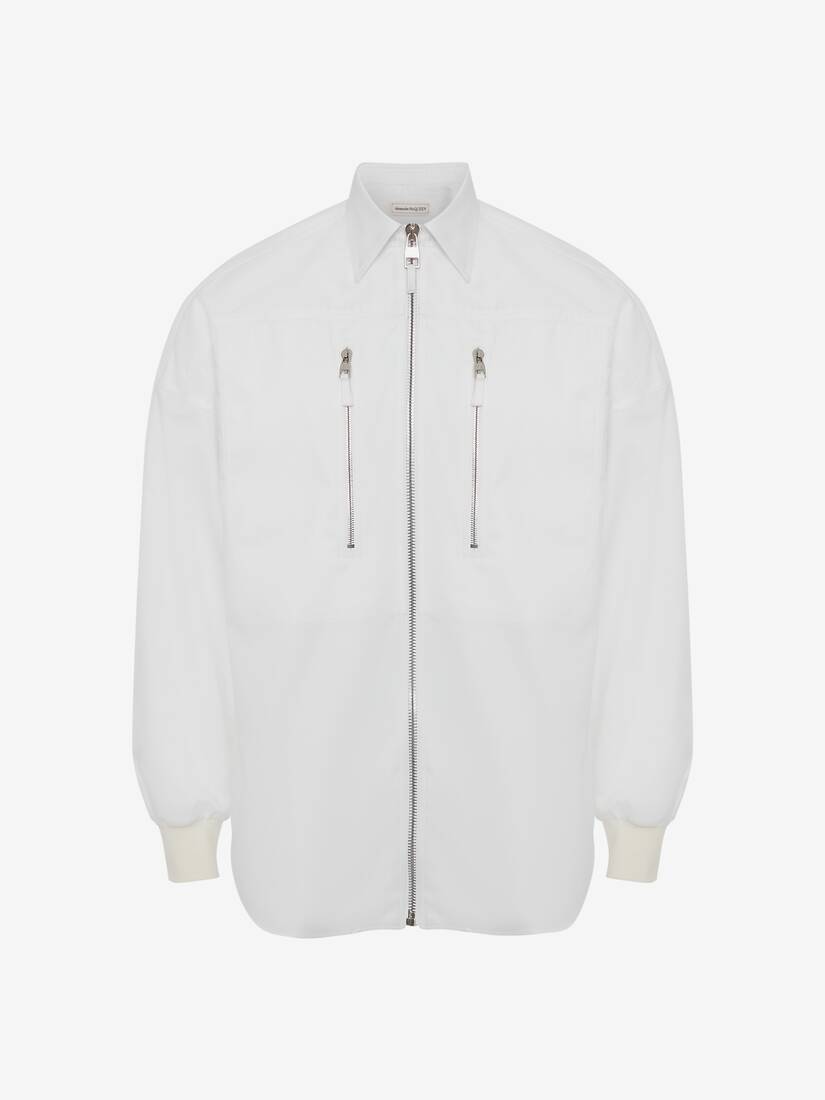 Men's Zip Detail Shirt in White
