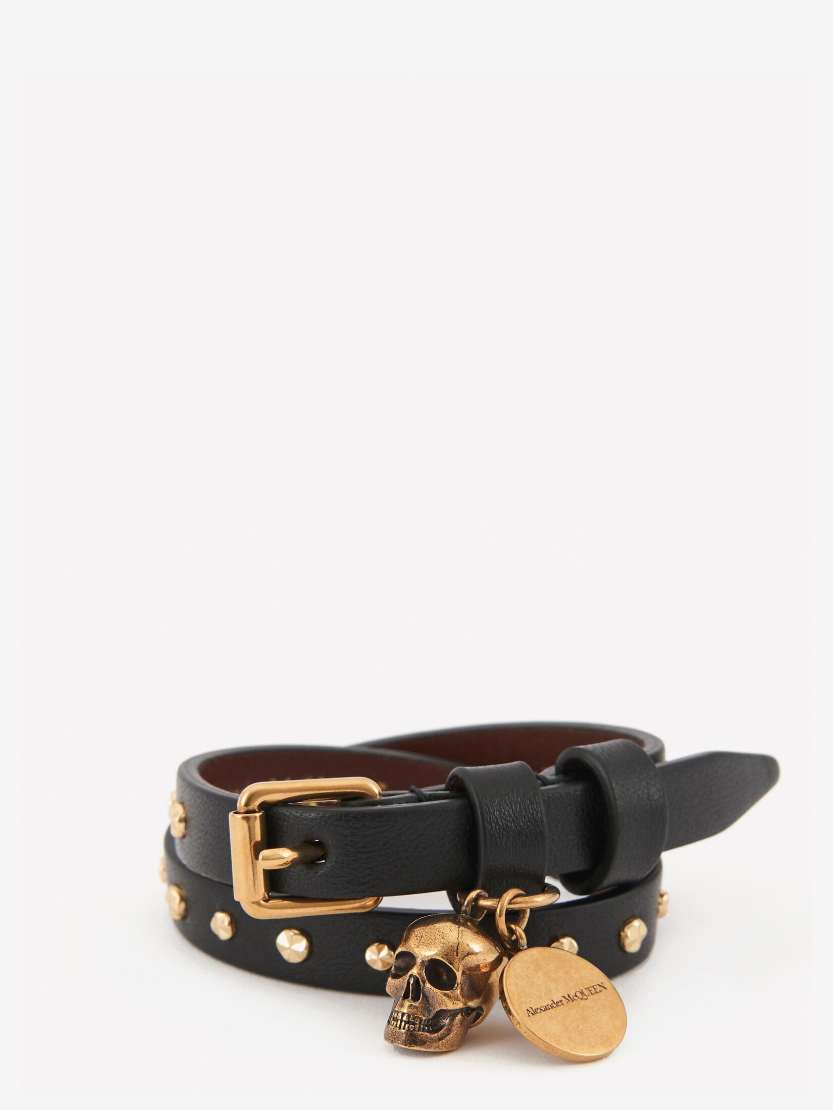 ALEXANDER MCQUEEN: bracelet in woven leather - Black | ALEXANDER MCQUEEN  jewel 7359181MAAA online at GIGLIO.COM