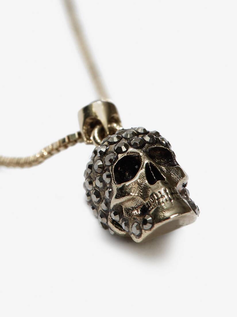 Women's Pave Skull Necklace in Gold