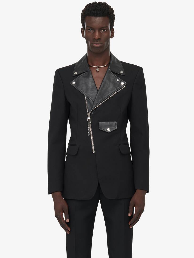 Biker Lapel Tailored Jacket in Black | Alexander McQueen PT