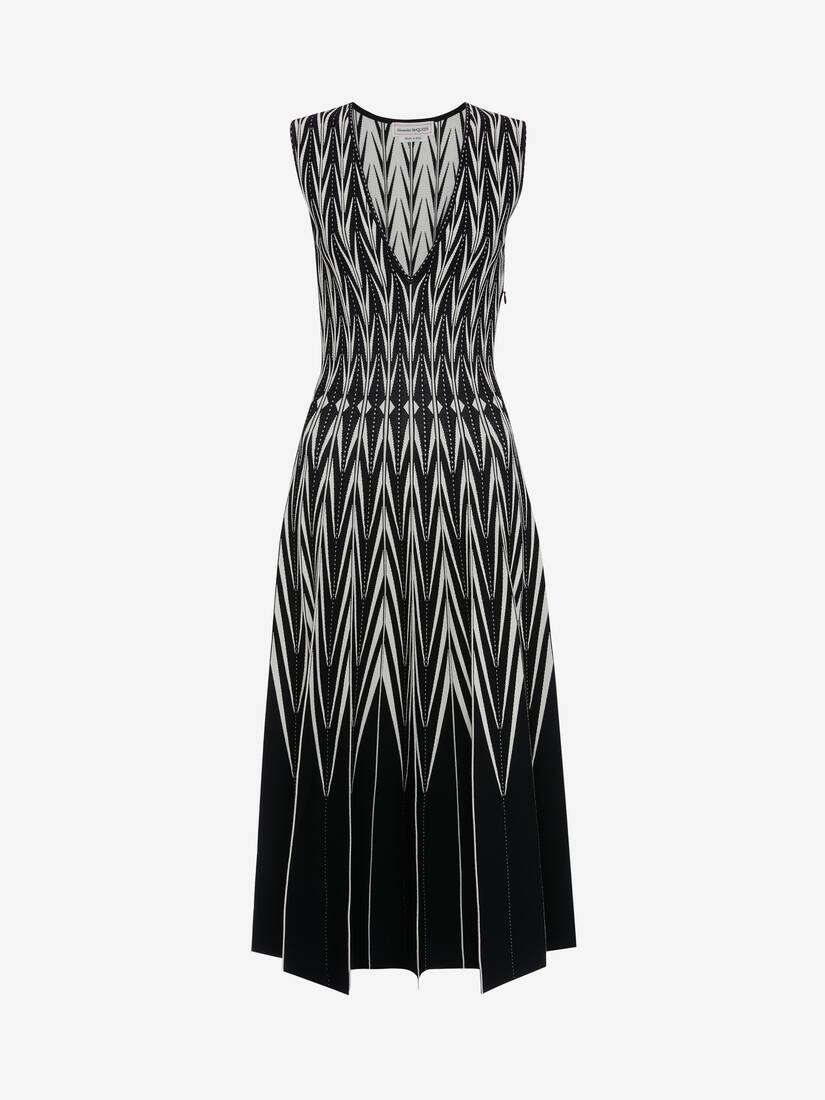 Engineered Jacquard Chevron Midi Dress