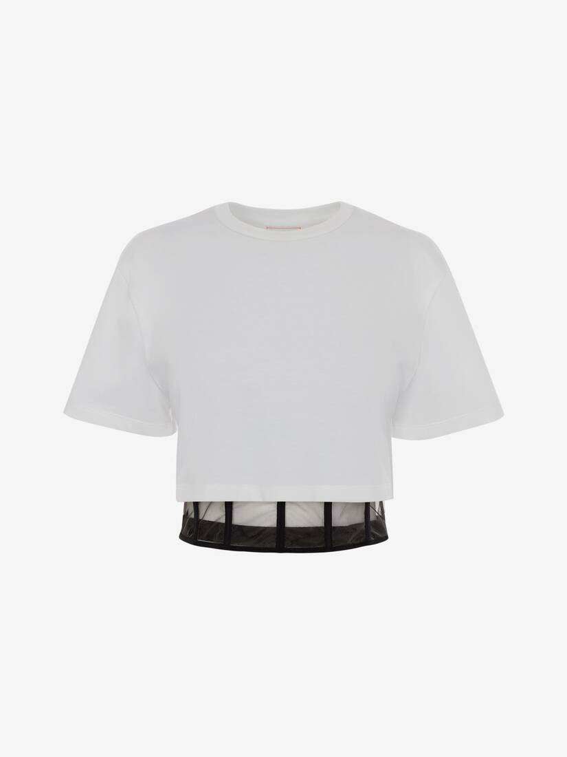 Corset T-Shirt in White/Black | Alexander McQueen US