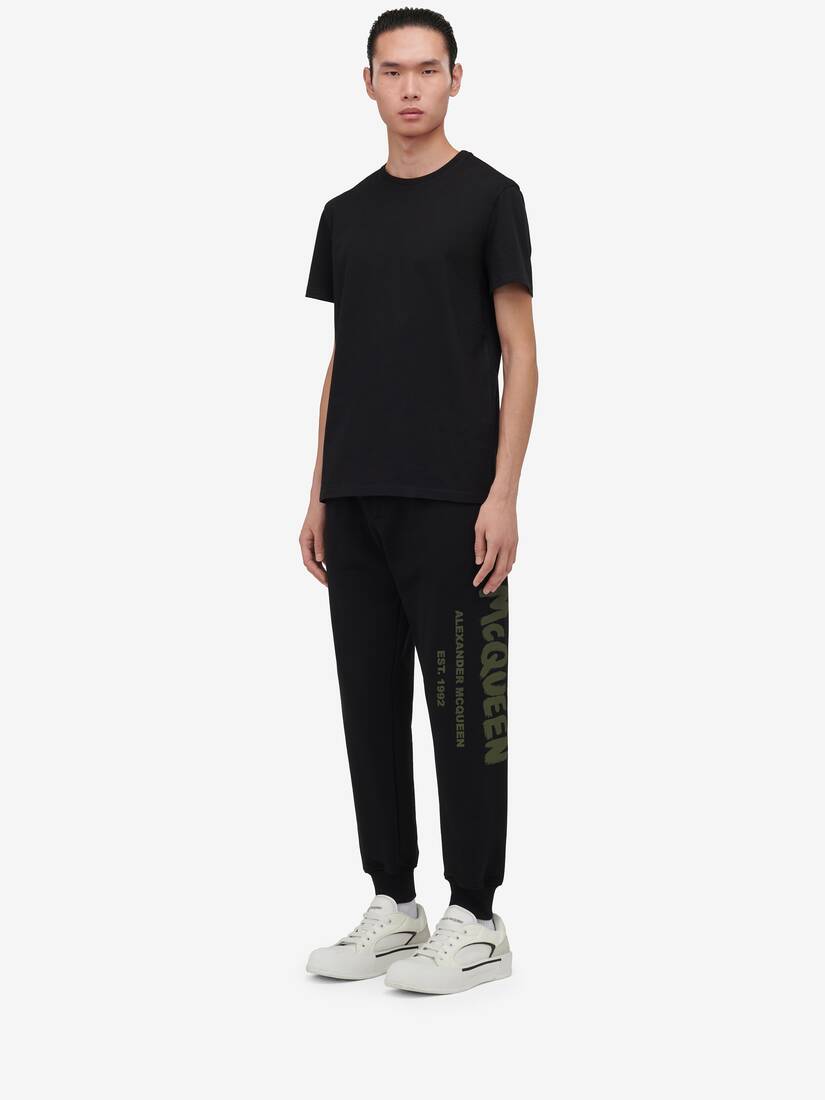 Men's McQueen Graffiti Joggers in Black/khaki