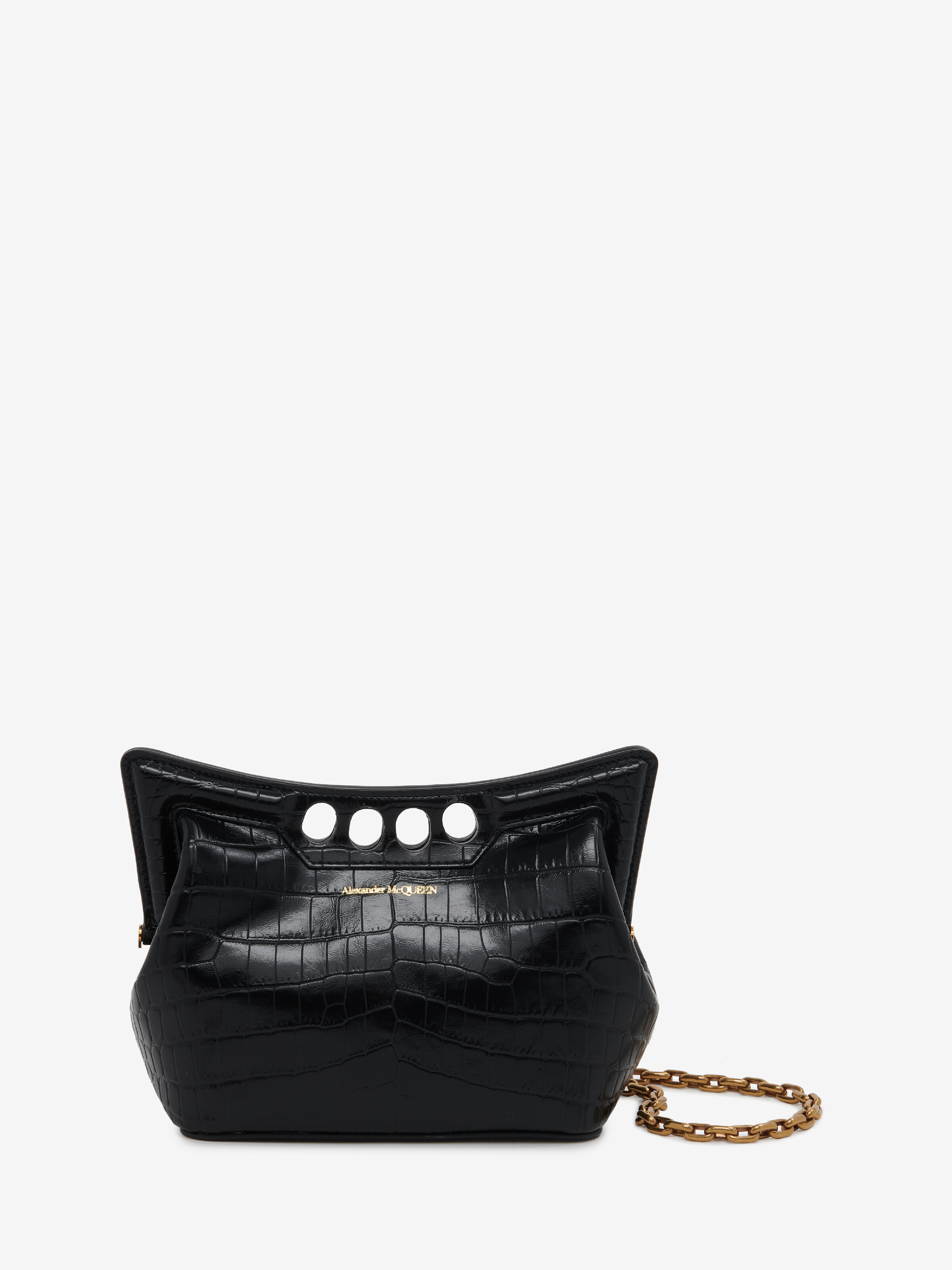 The Peak Bag Mini With Chain in Black | Alexander McQueen US