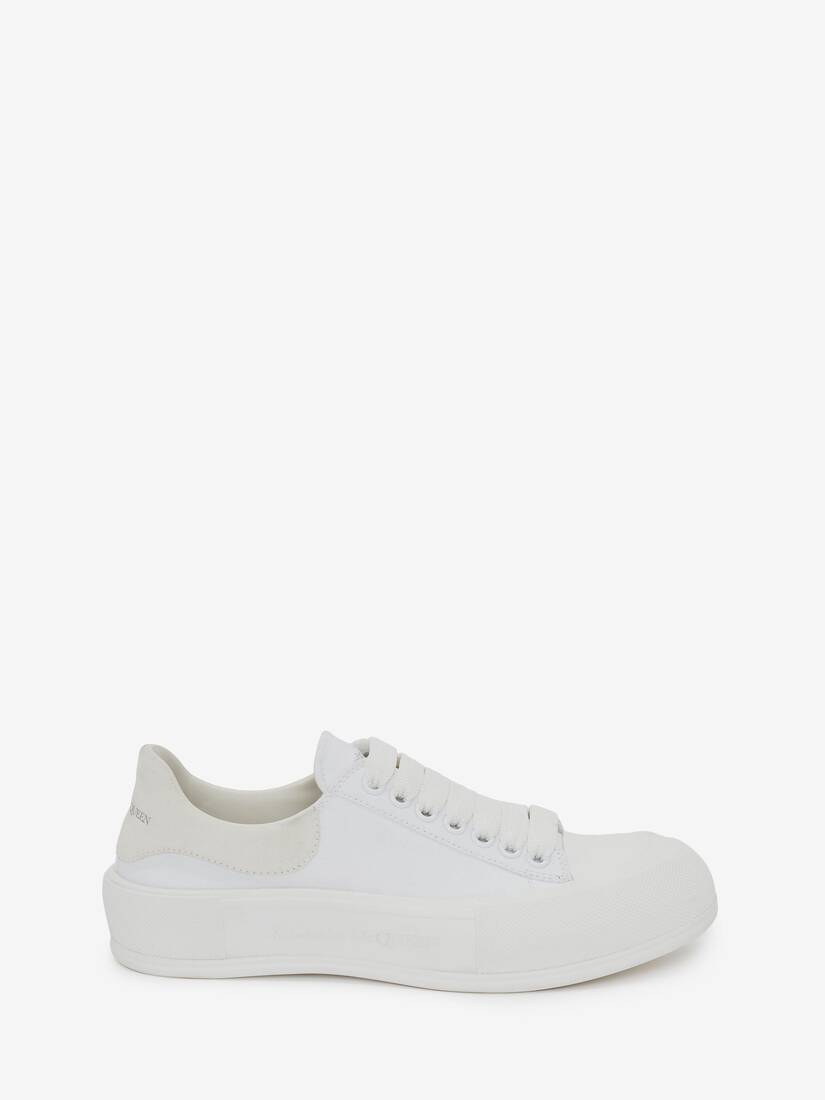 Deck Lace Up Plimsoll in White
