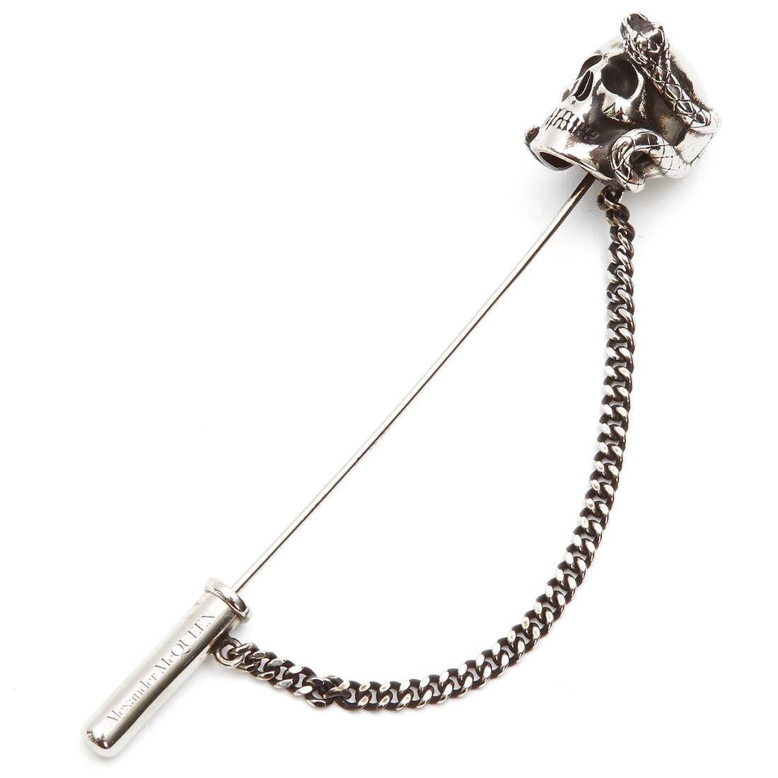 Alexander McQueen Silver Skull and Snake Lapel Pin – BlackSkinny