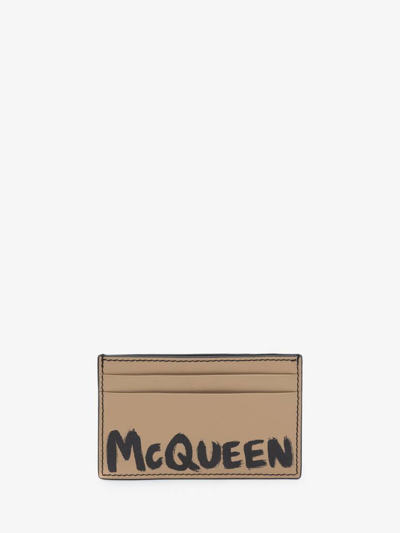 Alexander McQueen Men's Black McQueen Graffiti Card Holder (Calf Leather)