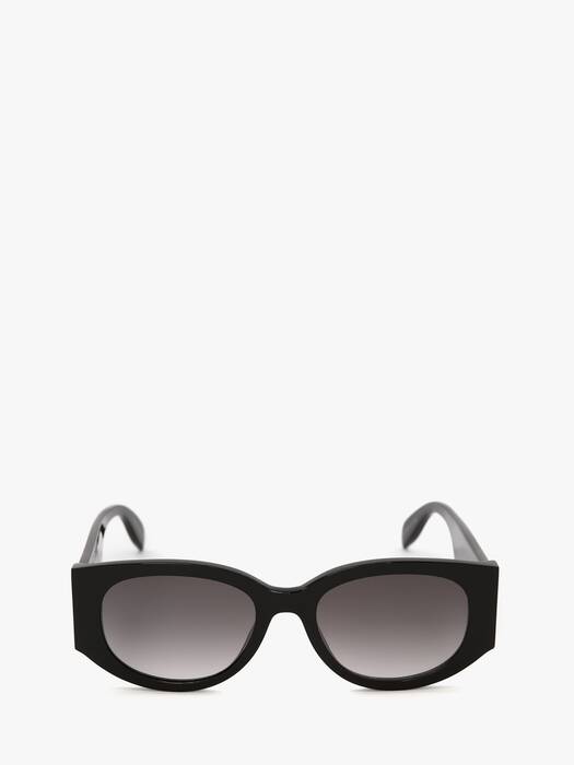 McQueen Graffiti Oval Sunglasses in Black/White | Alexander McQueen CA