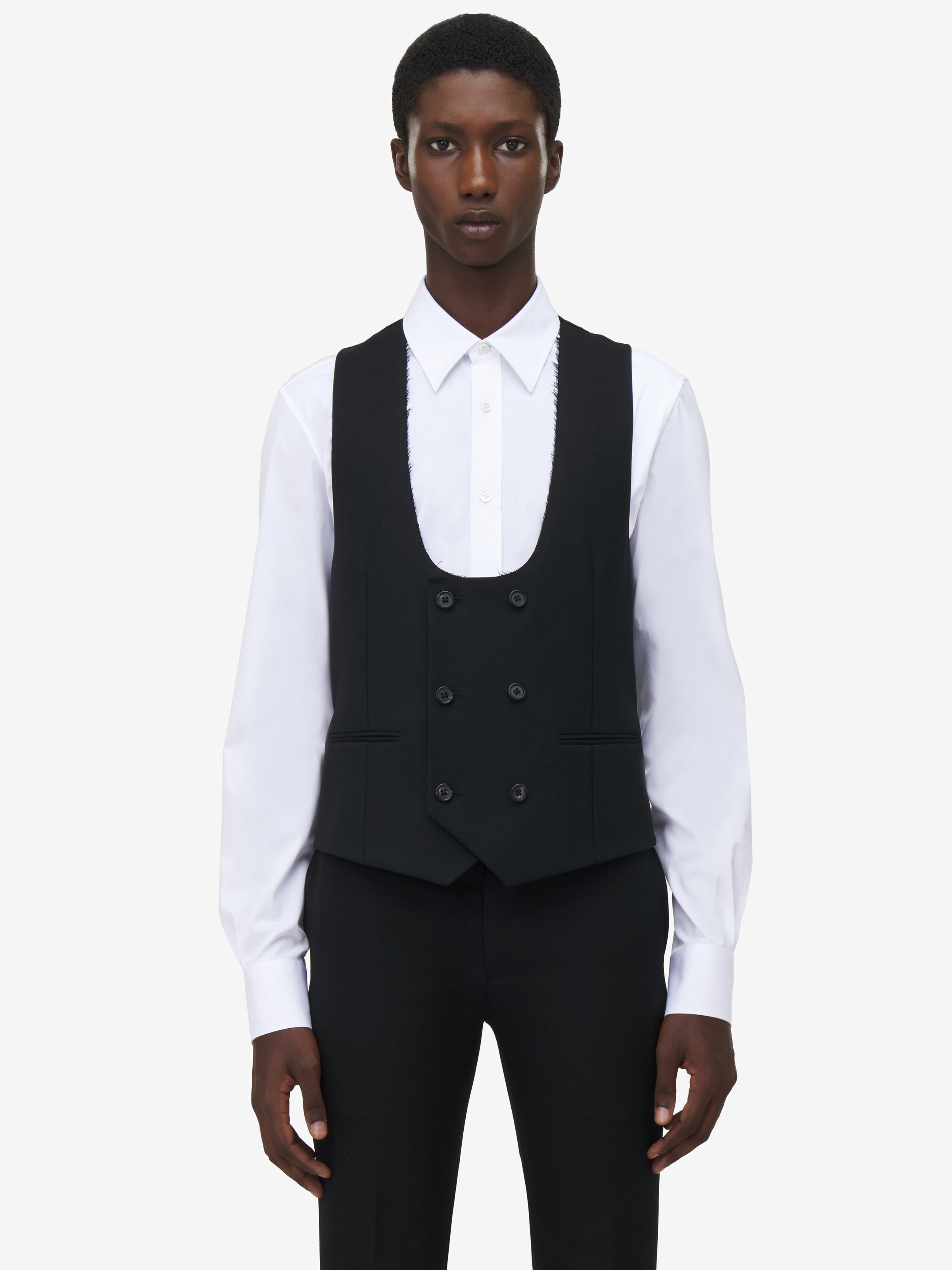 Men's Double-breasted Waistcoat in Black Alexander McQueen EN-US