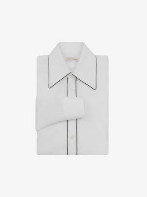 70's Collar Contrast Piping Shirt