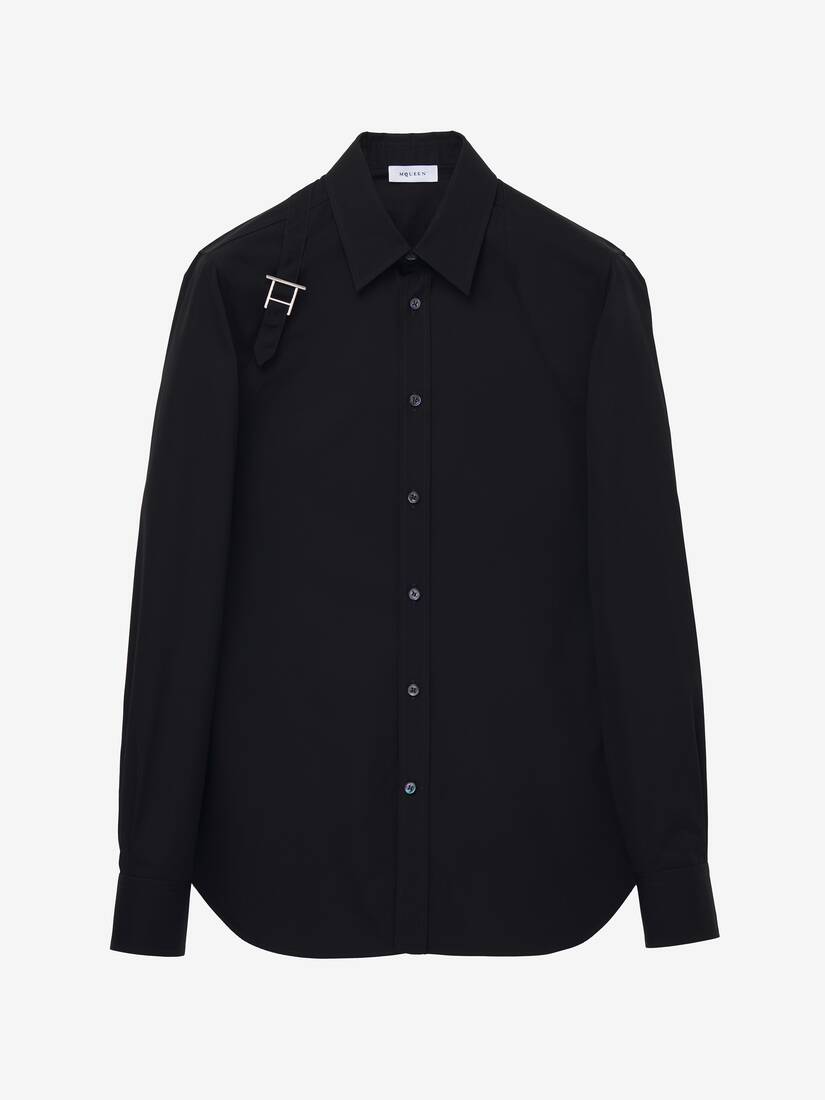 Men's T-Bar Harness Shirt in Black | Alexander McQueen US Men's T-Bar Harness Shirt in Black | Alexander McQueen US